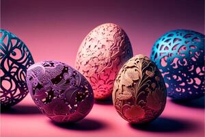 Decorative Colorful Easter eggs AI generative images for Easter day photo