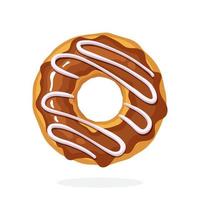 Donut with chocolate glaze and caramel vector