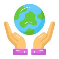 globo en humano manos representando concepto de salvar el mundo, mundo tierra día icono vector