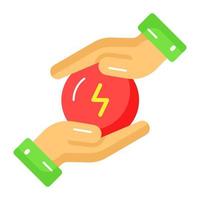 Thunderbolt in hands depicting concept vector of save energy vector in trendy style