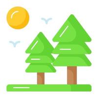 An amazing vector design of conifer tree in trendy style, landscape of trees, forest vector