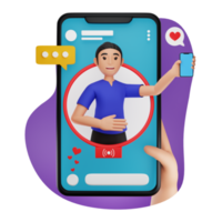 Woman Streaming On Social Media App 3D Character Illustration png