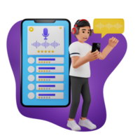 Man Streaming Podcast Using Mobile App, 3D Character Illustration png