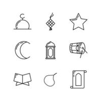 nueve conjuntos de Ramadán línea icono. simple, mínimo y limpio. usado para logo, icono, símbolo o firmar vector