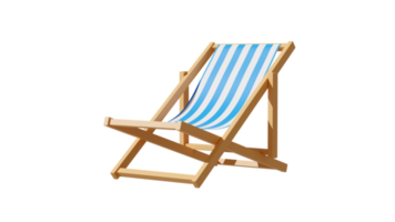 Deck Chair In Minimal Concept Summer Theme, PNG transparent background, ready for use, Beach set 3D element, 3D Rendering