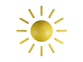 Yellow Spherical Sun and Cylinder ray with Rounded edge in Beach Concept Summer Theme, PNG transparent background, 3D element, 3D illustration