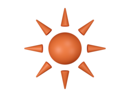 Orange Spherical Sun and cone ray with Rounded edge in Beach Concept Summer Theme, PNG transparent background, 3D element, 3D illustration