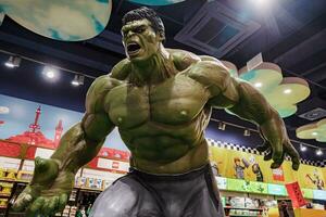 Superhero model statue of the incredible Hulk. photo