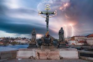 Crucifix on pedestrians only Charles Bridge photo