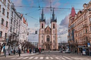 Pedestrian crossing opposite the church of St. Anthony of Padua in Holesovice photo