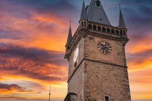 The old town square of Prague - one of the main touristic spots in the city. photo