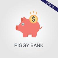 Piggy bank simple vector illustration in flat linework style