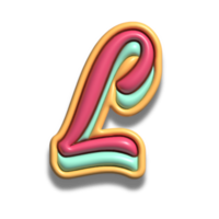 Letter L glossy 3d png