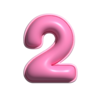 número 2 rosado alfabeto lustroso png