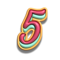 number 5 glossy 3d png