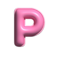 Brief p Rosa Alphabet glänzend png