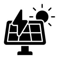 Solar panel and sun showing concept icon of solar energy, renewable energy icon vector