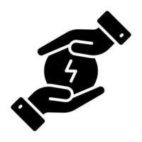 Thunderbolt in hands depicting concept vector of save energy vector in trendy style