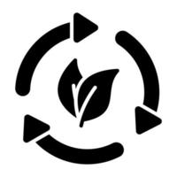 Leaves with recycling arrows showing concept icon of eco recycling, easy to use vector