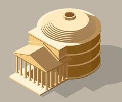 Vector isometric Pantheon illustration. Ancient Rome building icon. Gaming and infographic design.