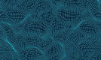 Vector wave net of squares. Wavy grid distortion. 3D illustration of mesh grid futuristic background. Blueprint style technology background.