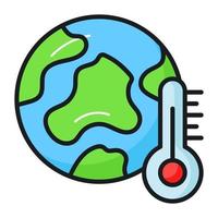 World globe with thermometer showing concept icon of global warming, world earth day vector for awareness