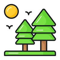 An amazing vector design of conifer tree in trendy style, landscape of trees, forest vector