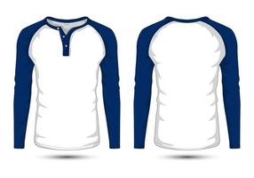 Dark blue raglan sleeve t-shirt mockup front and back view vector