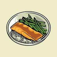 pan chamuscado salmón comida vector