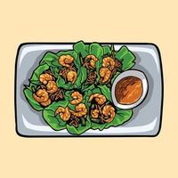 shrimp lettuce food vector