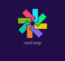 Modern rectangular card loop logo. Unique colorful design. Repeated loop logo template. vector. vector