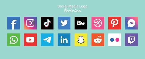 Popular social network symbols, social media logo icons collection vector