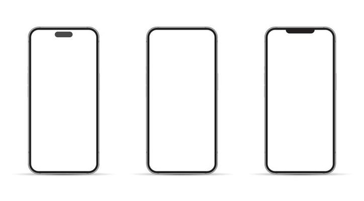 Realistic Smartphone Interface, High Quality Mobile Phone Front View, Empty Screen Vector Mockup