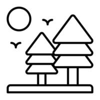 An amazing vector design of conifer tree in trendy style, landscape of trees, forest vector