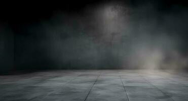 Empty dark abstract cement wall and studio room photo