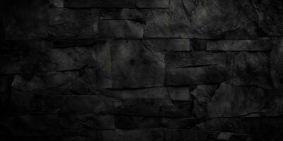 Black concrete stone wall background grunge textured photo