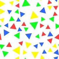 Geometric seamless pattern of vibrant green, red, blue, yellow triangles for textile, paper and other surfaces vector