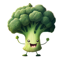 cute happy broccoli character AI Generative png