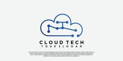 nube logo diseño con tecnología concepto vector