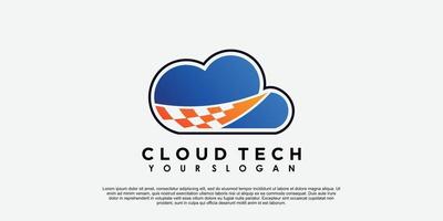 cloud logo design with technology concept vector