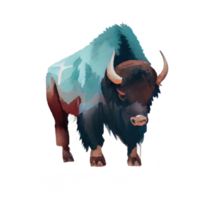 årgång vattenfärg bison png