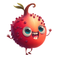 cute happy pomegranate character AI Generative png