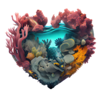 el mundo de corales dentro un corazón png