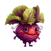 cute happy red cabbage character AI Generative png