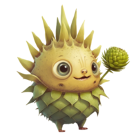 cute happy artichoke character AI Generative png