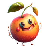 cute happy nectarine character AI Generative png