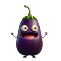 cute happy eggplant character AI Generative png