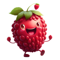 cute happy raspberry character AI Generative png