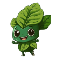 cute happy spinach character AI Generative png