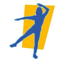 Silhouette of a woman doing exercise stretching or aerobic move. Silhouette of a sporty female doing aerobic workout warmup. vector